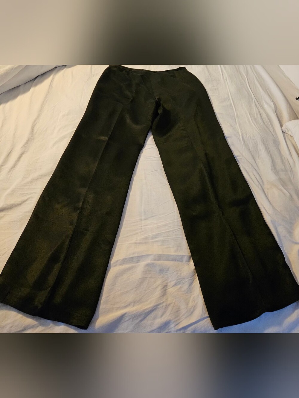 Wide Leg Black Satin Women's Trousers - Classic Tailored Fit